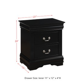 Nightstand with 2 Storage Drawers, Small Dresser, Bedside Furniture, Night Stand, End Table with Storage for Bedroom, Living Room, College Dorm, No Assembly Required (Black)