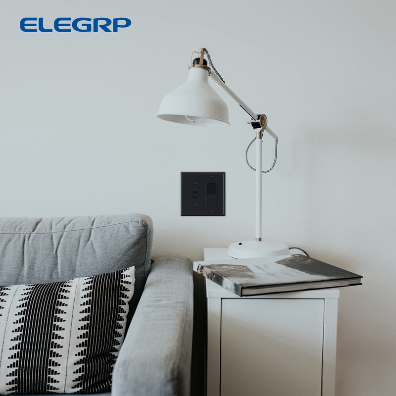 Combination Wall Plate ELEGRP 2-Gang 1-Toggle Light Switch 1-Decorator/GFCI Device