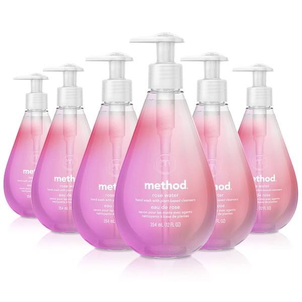 Method Gel Hand Wash, Rose Water, Biodegradable Formula, 12 fl oz (Pack of 6)