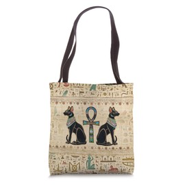 Egyptian Cats and ankh cross Tote Bag