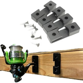 3DEXCEL 4× Fishing Reel Wall Mounts – Black (Fits 6000-7000 Series Spinning Reels)