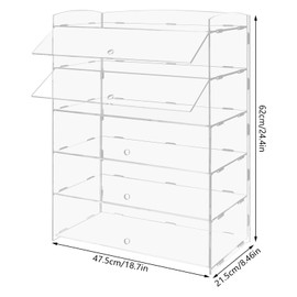 5-Tier Acrylic Display Case Clear Bakery Pastry Storage Cabinet Commercial Countertop Cupcake Display Case Shelf Holder Retail Display Counter Case for Home Kitchen Store, 18.7 x 8.46 x 24.4 inch