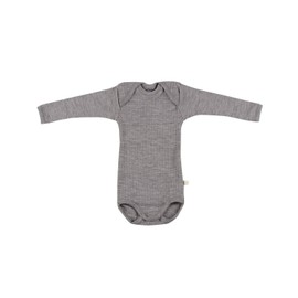 Dilling Ribbed Baby Bodysuit Made from 100% Organic Merino Wool, Grey