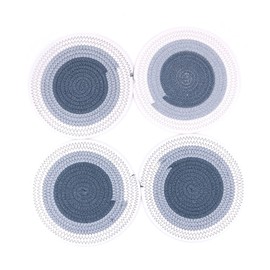 Alnicov Round Placemats Cotton Woven Rattan Heat Resistant Non-Slip Washable Dining Table Holiday Party Kitchen Grey