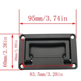 CHENJIN Embedded Folding Handle 95mmx60mm Black Toolbox Concealed Handle Panel Semi Metal Spring Ring Stainless Steel Black