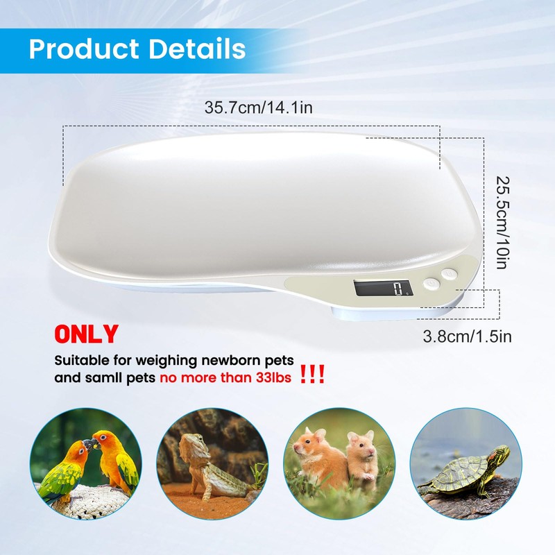 Small Digital Pet Scale for Dogs Cats, Max 33 lbs