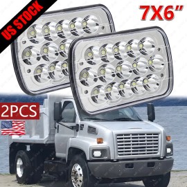 UnBrand For GMC Safari C6500 C7500 Topkick Pair 7x6" LED Headlights Hi/Lo Beam H4 DOT