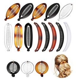 16Pcs Banana Hair Clips Set Plastic Strong Hold Ponytail Holder Banana Clip Comb for Women Fine Thick Hair Vintage Durable Plastic French Hair Accessories for Shower Work Makeup Party Sports