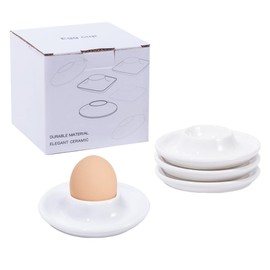Ceramic Egg Cups for Soft Boiled Eggs, White Egg Cup,Stackable Egg Coddler Cups, Boiled Egg cups set, Topper Cutter for Decor/Breakfast/Brunch (4)