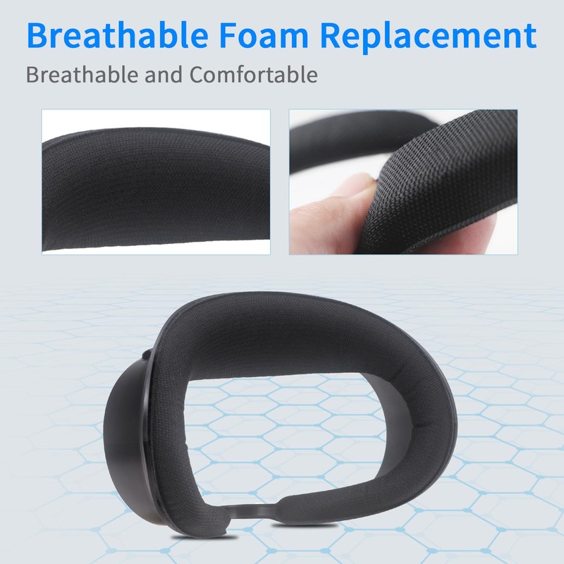 3-Pack Breathable Foam Face Pad & Sweat-Proof PU Leather &