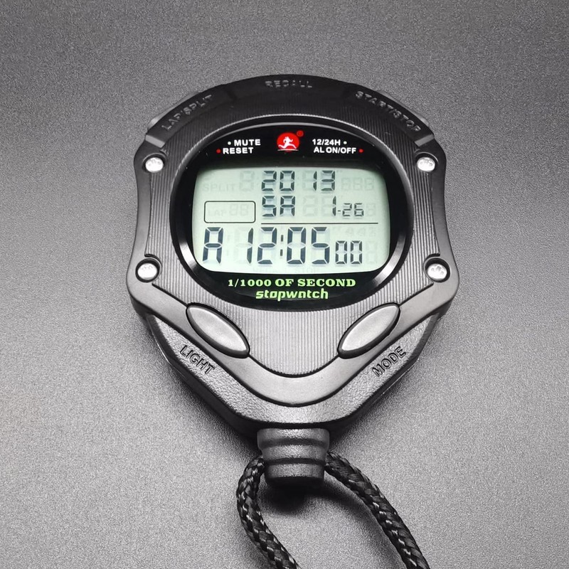 Digital Stop Watch 100 Lap Memory, 0.001second Timing Backlight Stopwatches