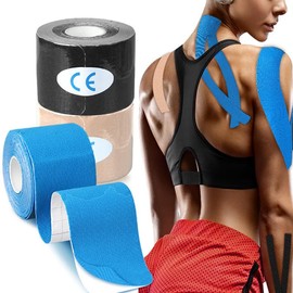 RooRuns Elastic Kinesiology Athletic Tape, Hypoallergenic and Waterproof K Tape for Sports & Weightlifting (1 Roll)
