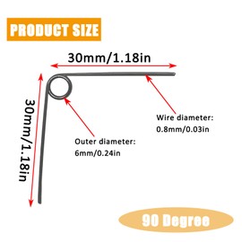 10 Pcs Small Torsion Spring,Mini Torsion Custom Spring,for DIY Woodworking,Furniture,Repair Project(0.8mm Wire Diameter,6mm Outside Diameter,90 Degree)