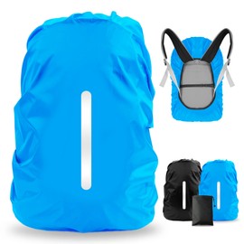 LAMA 2 fundas impermeables para mochila, protector reflectante a prueba de lluvia para antipolvo y antirrobo, S 18L-25L, negro y azul