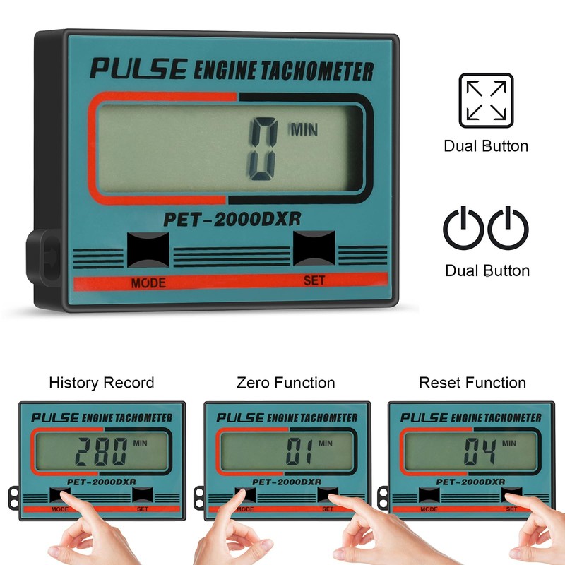 Small Engine Tachometer Digital Chainsaw RPM Gauge Tiny Tach Hour
