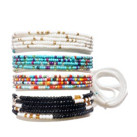 50 Inch Waist Beads for Women African Waist Beads Plus Size Layered Colorful Belly Beads Body Jewelry Non-Stretching Belly Chains（4PCSTurquoise)