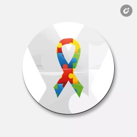Unbranded Autism Ribbon Puzzle | 4'' X 4'' Round Decorative Magnet