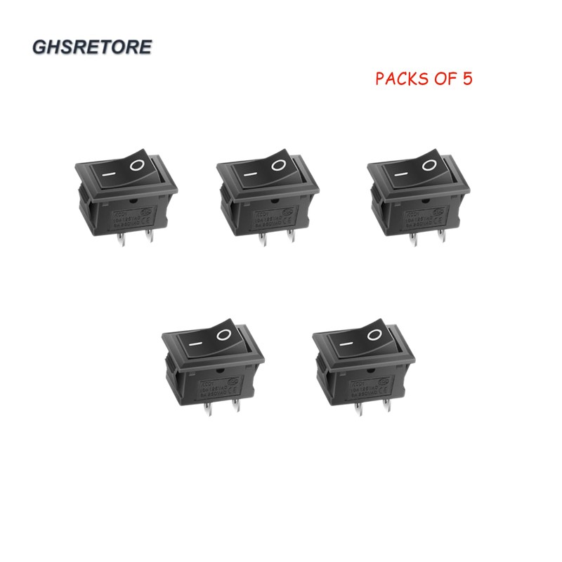 Ghsretore 5Pcs Snap-in SPST Rocker Switch Toggle Power ON-Off Switch