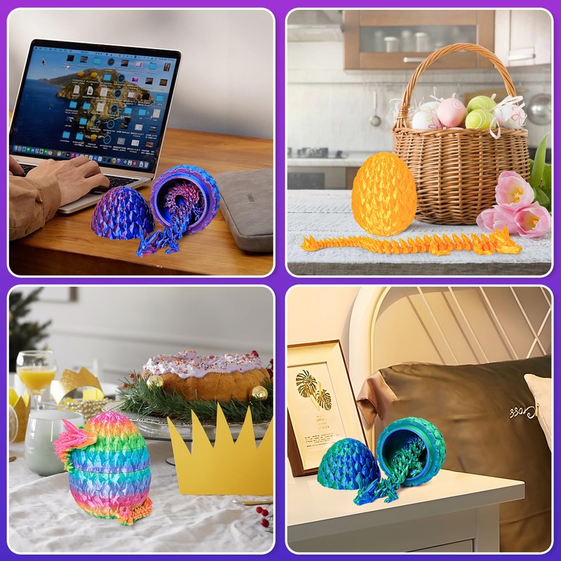 Philicoco 3D Printed Articulated Dragon Egg – Easter Basket Stuffers,