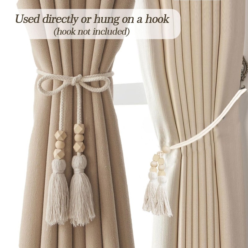 SanKristo Curtain Tiebacks 2 Pieces, Two Ways of Binding Boho