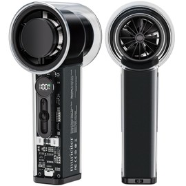 Turbo Handheld Portable Fan for Ice Cooling - 25Hrs Cooler Wind-100 Adjustable Powerful Mini Cool Fan for Outdoor - 5000mAh Hand Held Rechargeable Fans,Led Display - Gifts for Travel,Hiking,Man- Black