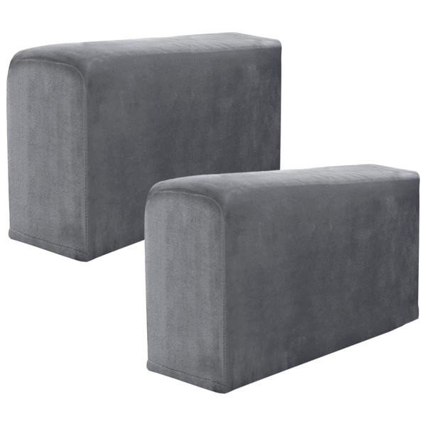 Jetcloud Armrest Chair Covers, Set of 2 Stretch Armchair Couch Armrest Chair Covers Anti-Slip Sofa Chair Velvet Arm Caps for Chair Furniture Protector Sofa Couches Recliner(Dark grey)