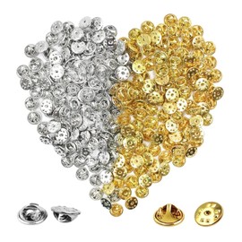 txuzong Pack of 200 Pins Badges, Locking Pin Backs, Gold and Silver Pin Jewellery Accessories, Butterfly Clasp, Practical Buckle, for Badges, Butterfly Coupling Backs