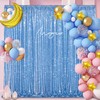 Baby Blue Glitter Sequin Backdrop Curtains 2 Pcs 5FTx10FT Baby