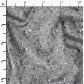Soimoi Gray Poly Georgette Fabric Batik Tie-Dye Print Fabric by The Yard 52 Inch Wide