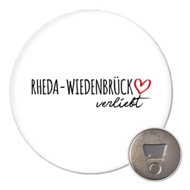 Huuraa Rheda-Wiedenbrück in Love Fridge Magnet Size 59 mm with Name of Your Favourite City in North Rhine-Westphalia Gift Idea for Friends and Family