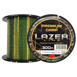 LAZER LINE Premium Carp Monofilament Fishing Line 300 m Diameter 0.28 mm Test 6.1 kg - Camo Green Line - Method Feeder Carp Fishing - Bottom Fishing - Monofilament Fishing Tendon - Nylon Thread Leader