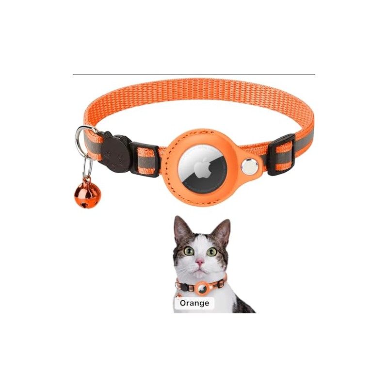 Generic Cat Collar with AirTag Holder and Bell, Adjustable for