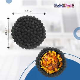 Ezhippie 20 CM Woollen Pot Trivet with Heat Resistance, Handmade Non Slip Pan Holder from Nepal, Trivets for Kitchen, Pots, and Pans Protect Tables and Worktops, Absorbent Felt Ball Pad, Round-2