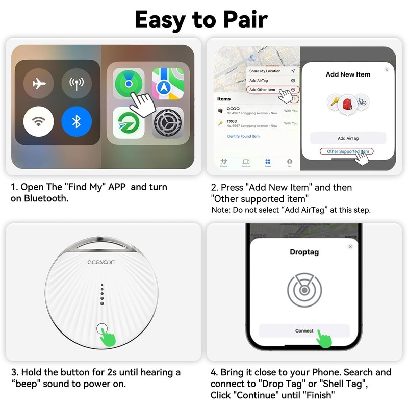 aceyoon Smart Tag Tracker for Apple, Pack of 2 Mini