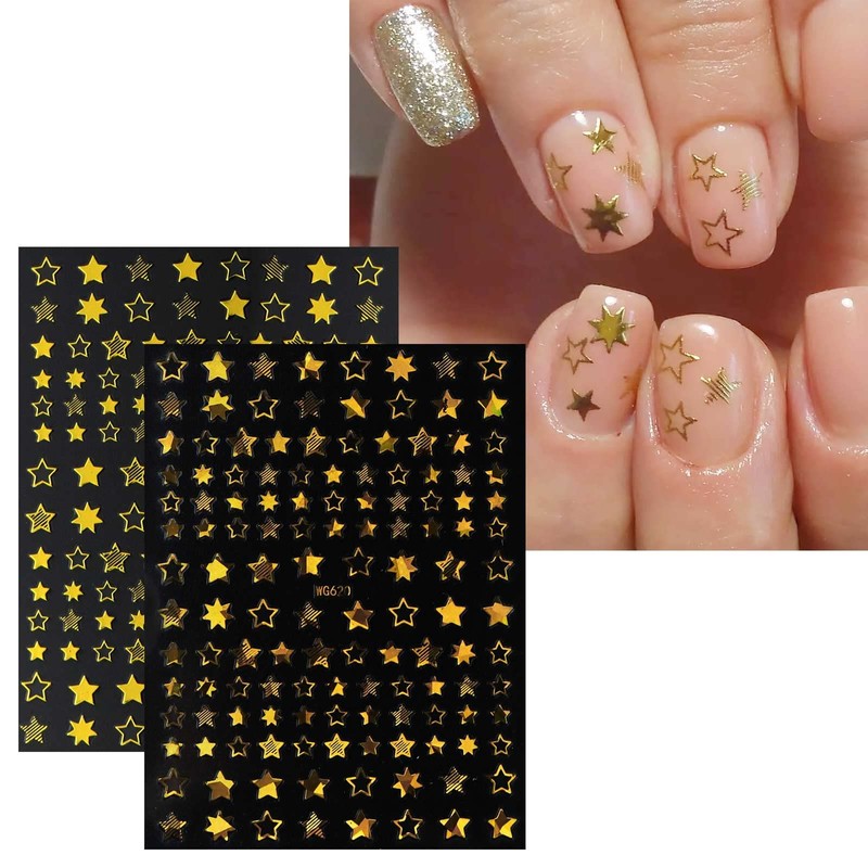 JMEOWIO Nagelsticker Bunter Stern 9 Blatt Nail Art Sticker Selbstklebend