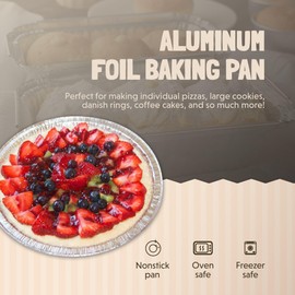 KitchenDance Disposable Aluminum Individual Pizza Pan- 7 Inches Aluminium Foil Pan for Pizza, Cookie - Heavy Duty Aluminum Foil Baking Pan Perfect for Baking, Storing, Preparing Food #WE50, Pack of 25