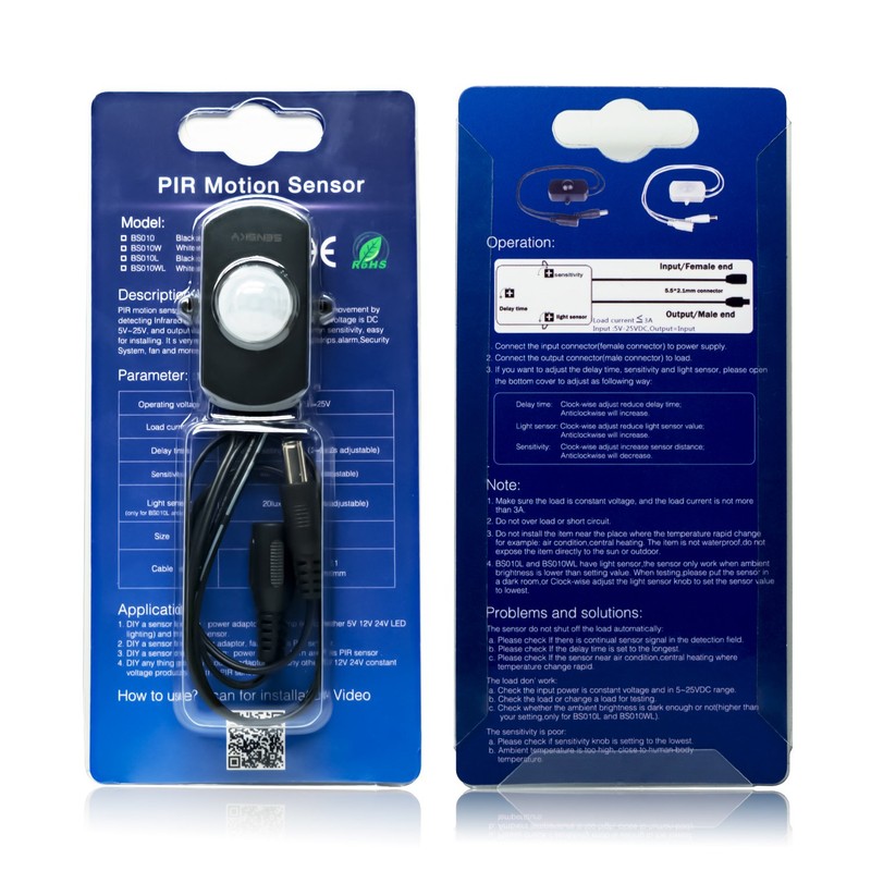 Sensky BS010L 12V-30V DC 3A PIR Motion Sensor Switch Distance