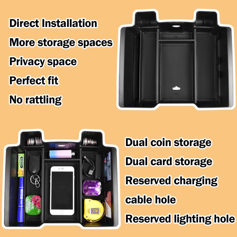 TACOBRO [Full-Coverage Center Console Organizer Compatible with 2019-2022 Chevy Silverado