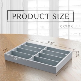 Amylove 2 Pcs Sunglass Organizer Trays Glasses Tray Stackable Jewelry Trays Sunglass Organizer Display Box, 8 Grids(Velvet,Gray)