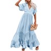 CHARTOU Women's Boho Ruffle Sleeve Flowy Maxi Dress Lace Up