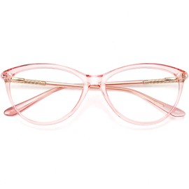 MEETSUN Eye Strain Reduce,Blue Light Blocking Glasses for Women Computer Gaming Reading Eyeglasses Frame-Clear Lens Filter Anti Blue Ray - Glare Lens cat eye (PINK, 53)