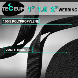 TECEUM 1.5 Inch Webbing – Black – 50 Yards – 1.5” Webbing for Climbing Outdoors Indoors Crafting DIY nw