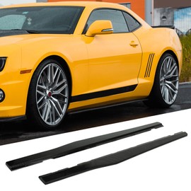 KUAFU Replacement Side Skirts Compatible with 2010-2015 Chevy Camaro LT LS SS 1LT Model Rocker Panels Guard Extension Body Kit PP Carbon Fiber Style