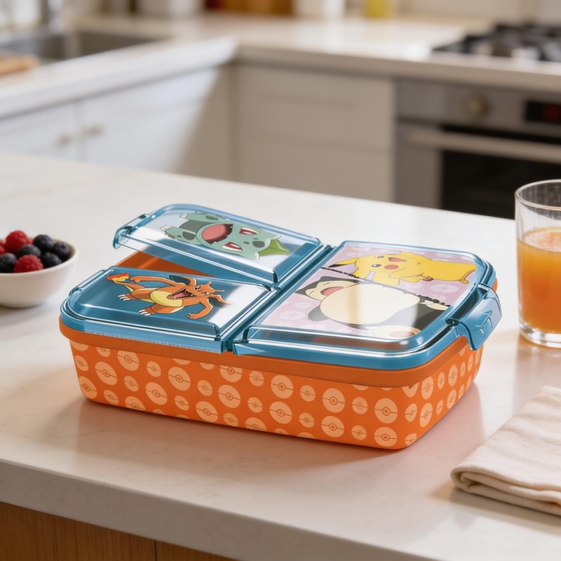 Pokémon Children's Lunch Box with 3 Compartments, Plastic Lunch Box