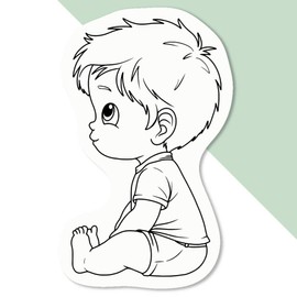 4 x Small 50mm 'Cute Sitting Boy' Permanent Sticker Decals for Cars/Windows/Bins/Walls etc (DW00130324)