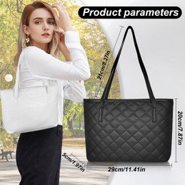 AfitLulu Women's Totes Bags PU Leather Shoulder Bags for Women with Zipper, Fashionable Large Tote Bag for Travel (Crocodile Pattern, White)