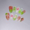 Handmade Press on Nails Medium Almond Nails Flower Fake Nails,3D