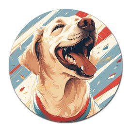 Lygond Metal Sign Tin Sign Wall Art Happy Labrador Dog On Vintage Stripe Circle Tin Signs For Women For Club 12×12 Inches