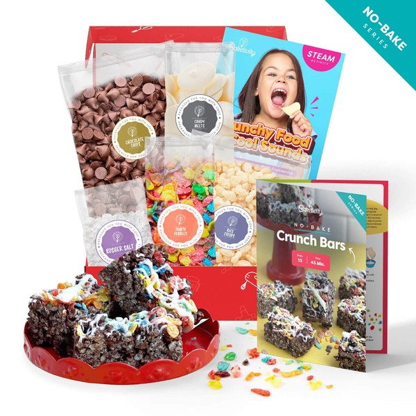 BAKETIVITY No-Bake Crunch Bars Kids Baking Kit & STEAM Lessons | No Oven Required, Easy to Make Crunch Chocolate Bars for Kids Ages 6+ | Kids Baking Set with Pre-Measured Ingredients | Fun Kids Gift