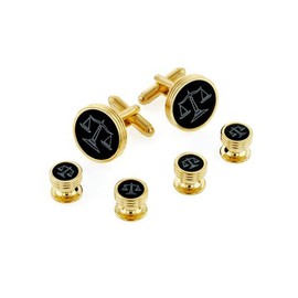 Gold Lawyer Formal Tuxedo Cufflinks and Studs Set